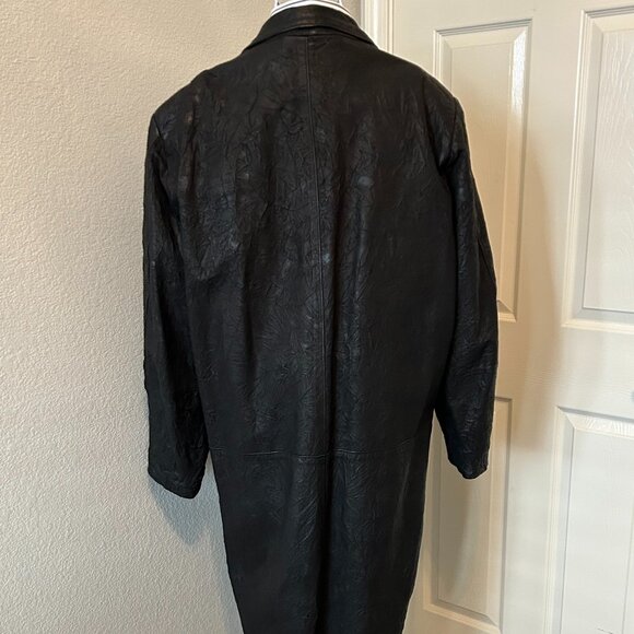 Vintage Men's Dual Control Full Length Black Duster/Trench Coat - Size L - Picture 4 of 7